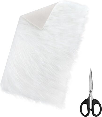 Kalanka-Tissu Fourrure Synthétique Blanche 60x40cm, Set Avec Ciseaux Tissu Doux Imitation Fourrure Fourrure Synthétique Pour Bricolage Pour Coussins Chaises Tapis Décoration Diy Cadeau