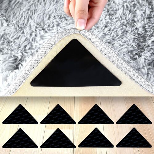 Kalanka-8 Pièces Anti Derapant Tapis, Lavable Et Réutilisable Rug Grippers Antidérapant Pour Tapis, Triangulaires Carpet Grippers Coin Pour Sols Lisses, Cuisine, Salon