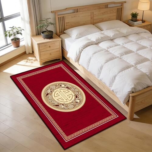 Kalanka-Tapis Salon Rouge 60x110,Tapis Chambre Doux,Tapis Couloir Lavable En Machine,Nouveau Style Chinois Poil Ras Pour Chambre Enfant,Cuisine,Bureau,Salle A Manger