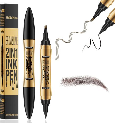 Kalanka-2 En 1 Crayon À Sourcils Liquide, 3d Tatouage Crayon À Sourcils Crayon Imperméable & Longue Durée Sourcil Pour Le Maquillage Naturel Micro Crayon Pour Femmes Et Filles (Dark Brown) 