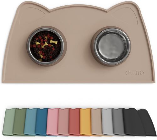 Kalanka-Petit Tapis Gamelle Chien Et Chat, (46 * 25cm, Beige), Tapis De Plateau Gamelle De Nourriture Antidérapant Pour Chat Et Chien