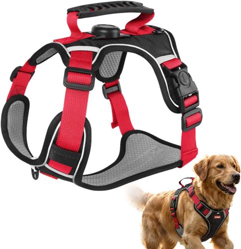 Kalanka-Harnais De Sécurité Pour Chien, Harnais Rembourré Ajustable Pour Chien, Veste Pour Chiens Avec Bandes Réfléchissantes, Poignée Et Support Compatible Avec Airtag (Xs)