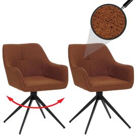 Lot de 2 chaises de salle à manger HWC-O47, chaise de cuisine pivotante tissu 270 g/m²   terre-cuite