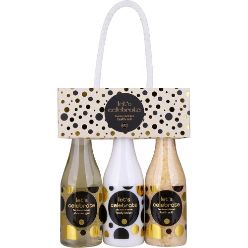 Kalanka-Accentra Coffret Cadeau Let's Celebrate - Kit De Bain Avec Gel Douche, Lotion Pour Le Corps Et Sels De Bain - Dans Un Flacon Piccolo - Le Cadeau Spécial Pour Toutes Les Femmes, Les Mamans 