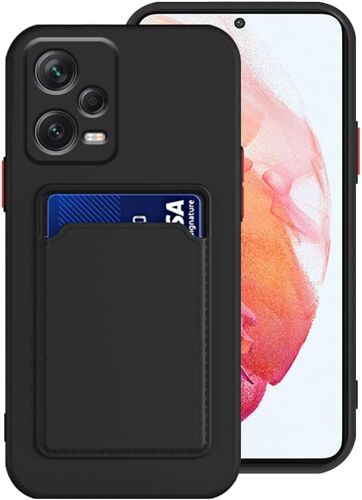 ELVORIX-Compatible avec Coque Redmi Note 12 Pro Silicone, Protection Xiaomi Redmi Note 12 Pro 5G Étui pour téléphone avec Porte-Cartes, Antichoc Ultra Fin et Anti-Rayures Carte Housse (Noir)