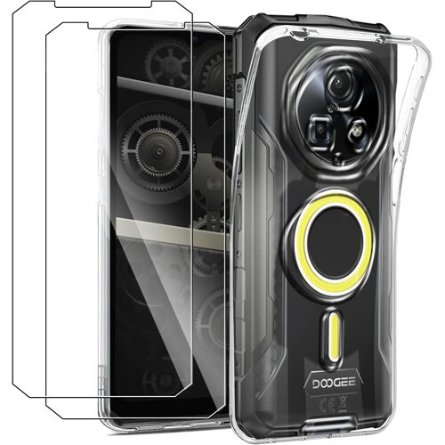 ELVORIX-Coque pour DOOGEE Fire 5 Ultra + 2 Pièces Verre Trempé, Ultra Mince Housse de Protection TPU Souple[Anti-Rayures][Anti-Jaunissement] Etui de Protection - Transparente
