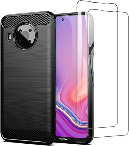 ELVORIX-Coque et protection d'écran en verre trempé pour Nokia X10/X20 - Rayures brossées - Protection antichoc - Noir