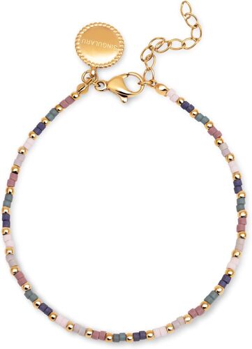 Kalanka-- Bracelet Colors. Acier Avec Finition Plaquée Or 18 Kt. Longueur De 16 + 3 Cm Avec Détails En Pierres Colorées. Bijoux Pour Femme.