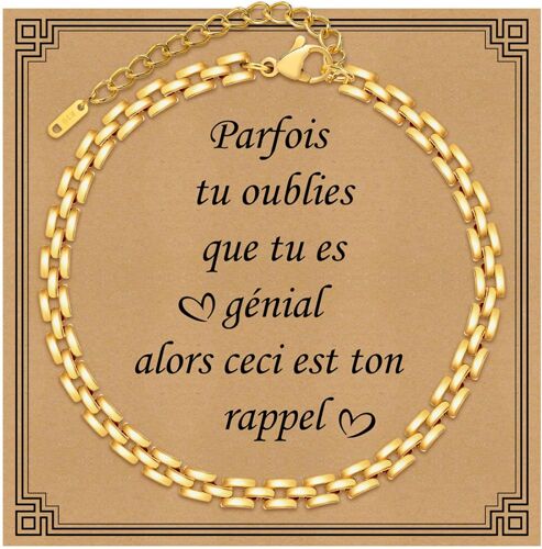 Kalanka-Cadeaux Pour Femme - Bracelet Réglable En Acier Inoxydable Plaqué Or 18 Carats Avec Carte De Message - Bijou Tendance Pour Femme - Cadeau Pour Petite Amie, Mère, Fille, S?Ur
