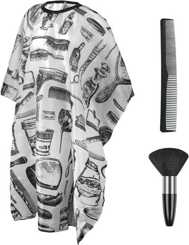 Kalanka-Coupe De Cheveux Coiffure Cape, Attache Auto Coupe De Cheveux Cape Avec Brosse Plumeau De Cou Et Un Peigne, Capes De Coiffeur De Salon Courte Pour Coupe De Cheveux De Salon De Coiffure 
