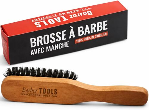 Kalanka-Brosse À Barbe Et Moustache Avec Poignée De Grande Qualité. 100% De Poils De Sanglier. Idéale Pour L'utilisation D' Huile, De Baume Et De Tous Soins De Barbe (18,50x3,60x2,80cm). ¿ Barber Too 