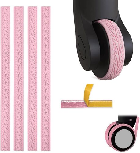 KALANKA-4 pcs Housses de Roue de Bagages, Housse De Roue De Bagage en Silicone, Roues de Bagages Housse Silicone, Réduction des Vibrations Sonores, Protection pour ProtèGe Roues De Bagages, Rose