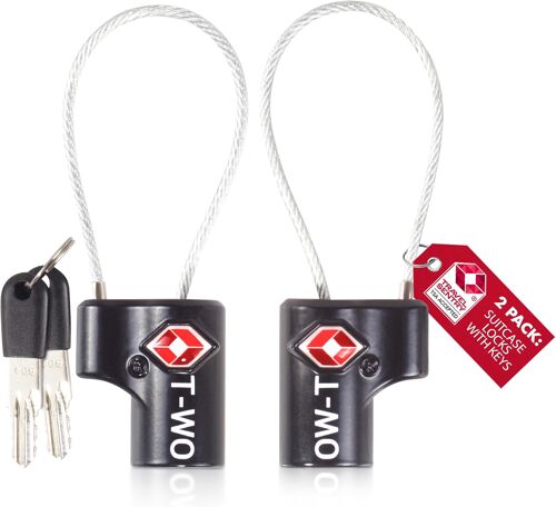 KALANKA-Cadenas cable clé TSA . Cadenas clef Antivol pour Bagages Casier rangement Tente Camping. cadenas USA. Accessoires de voyage:Verrou a cle valise TSA007 2 Noir