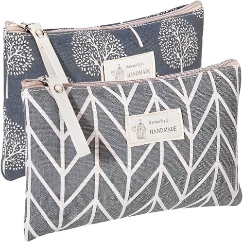 KALANKA-2 Pcs Pochette pour Sac a Main Femme,Cosmétiques en Toile, Sac à Cosmétiques à Glissière,Multi-Fonctionnelle Pochette Maquillage de Voyage Imprimée, pour Cadeau Femme Fille Voyage Cosmétiques