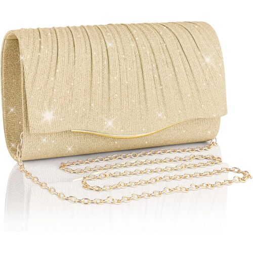 KALANKA-Sac de Soirée Femme, Sac de Soirée Pochette avec Chaîne, Pochett et Clutch Femmes, Pochette à Main de Soirée Etincelant, Clutch de Soirée en Paillettes pour Mariage Bal Fete Voyage