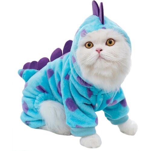 Kalanka-Xiaoyu Drôle De Chien Dinosaure Costume Chiot Chat Vêtements Pour Animaux De Compagnie, Hiver Chaud Chiot Hoodie Pour Animaux De Compagnie Costume De Pantalons Pour Halloween Noël, S