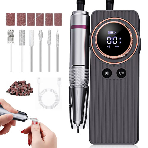 Ponceuse Pour Ongles Professionnelle - 35000 Rpm Ponceuse Manucure - 2400mah Rechargeable - Affichage Led Et 62 Embouts Ponçages 