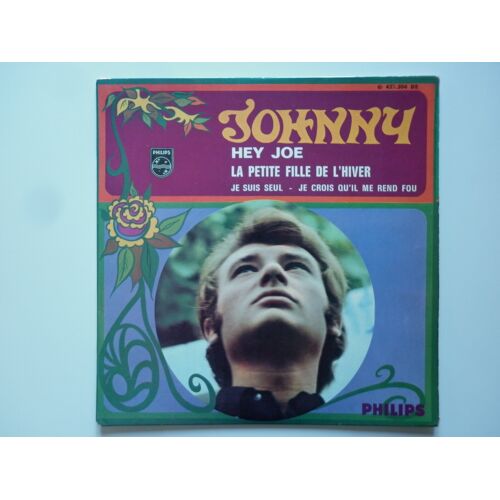 Johnny Hallyday 45tours Ep Vinyle Hey Joe Imprimé Par Imprimerie Jat + Pochette Erreur Le Glaçage Au Verso A Été Coupé En Biais