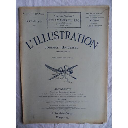 Hebdomadaire L'Illustration N°4382 Du 26 Février 1927