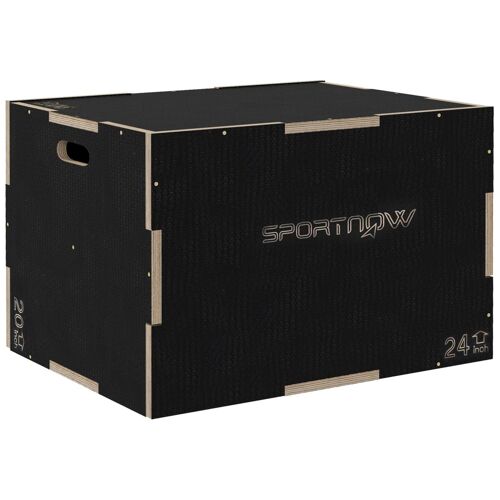 Box Jump Crossfit - Box De Pliométrie - Boite De Saut - 3 Hauteurs 51/61/76h Cm - Charge Max. 120 Kg - Bois Surface Antidérapante Noir