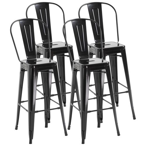 Lot De 4 Tabourets De Bar Industriel