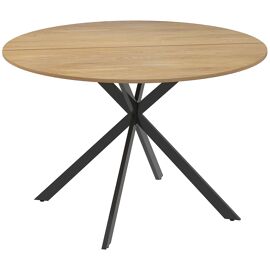 Table à manger ronde pour 4 personnes piètement croisé en acier chêne