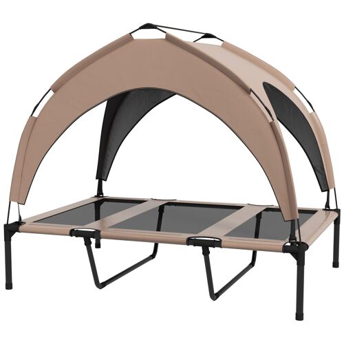 Lit Chien Sur Pied Avec Voile Ombrage - 106 X 76 X 94 Cm - Sac De Transport - Marron