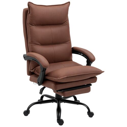 Fauteuil bureau massant chauffant dossier inclinable microfibre marron