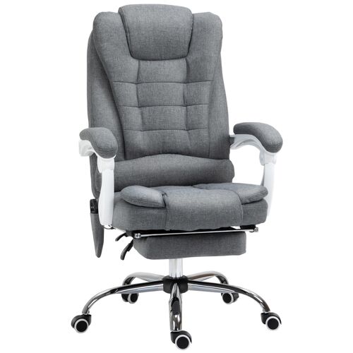 Fauteuil de bureau direction massant chauffant hauteur réglable dossier inclinable tissu gris