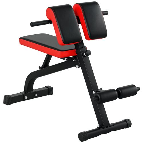 Banc De Musculation 150l X 150l X 76h Cm Hauteur Coussin Abdominal Réglable 7 Niveaux Dossier Rembourré Acier Noir Rouge