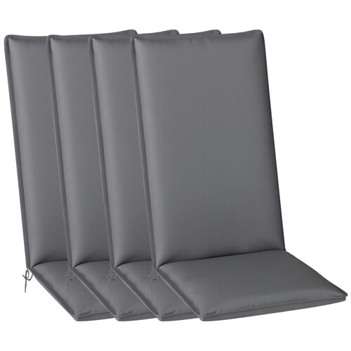 Lot De 4 Coussins Galettes Assise Dossier De Chaises Fauteuils De Jardin Polyester Gris
