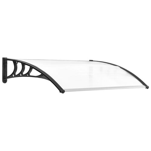 Auvent Marquise De Porte Design Voûté Arrondi Dim. 100l X 80l X 23h Cm Polycarbonate Plastique Noir