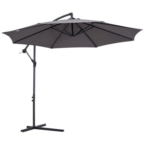 Parasol D?Port? Octogonal Inclinable Manivelle Pied Acier ? 3 X 2,5h M Gris