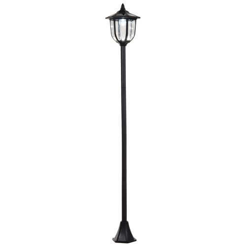 Outsunny Luminaire Extérieur Solaire Lampadaire Lanterne Classique Led 60 Lm Max. Dim. 26l X 26l X 177h Cm Noir