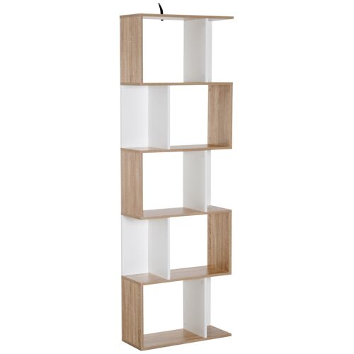 Bibliothèque étagère meuble de rangement design contemporain en S 5 étagères 60L x 24l x 185H cm coloris