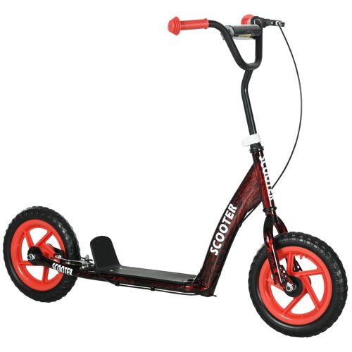 Trottinette Patinette Enfant À Partir De 6 Ans Roues 30 Cm Guidon Réglable Poignée Frein Et Béquille Acier Rouge