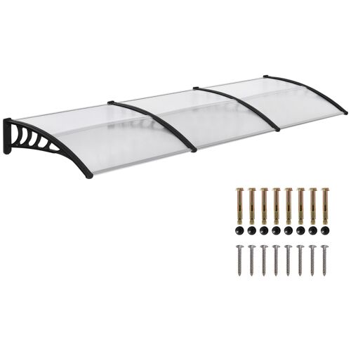 Auvent Marquise De Porte Design Voûté Arrondi Dim. 303l X 96l X 27h Cm Alu Polycarbonate Plastique Noir