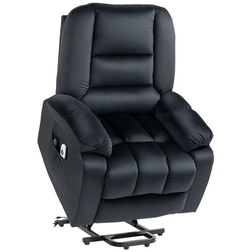 Fauteuil De Massage Releveur - 8 Points De Massage, Fonction Chauffante - 2 Télécommandes - Velours Noir