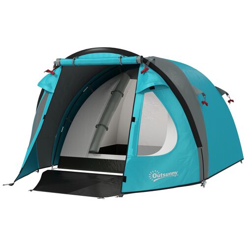 Tente De Camping 2-4 Personnes - Tente Dôme Familiale Imperméable - Sac De Transport Inclus Bleu