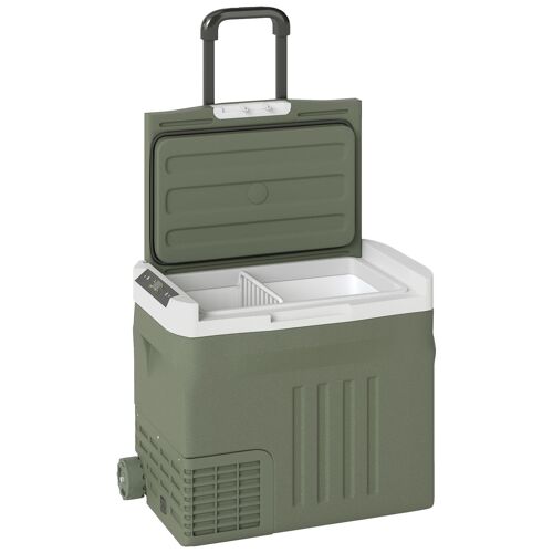 Glacière électrique portable 40L modes ECO/MAX -20°C-20°C poignée télescopique alimentation AC/DC vert