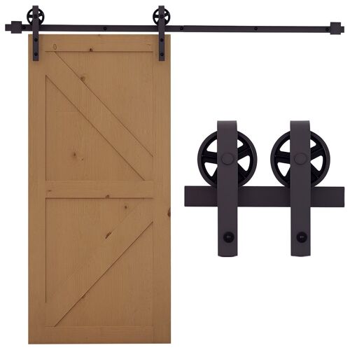 Kit de porte coulissante système galandage pour porte épaisseur 35-45 ou 40-45 mm longueur rail 1,83 m charge max. 100 Kg acier brun