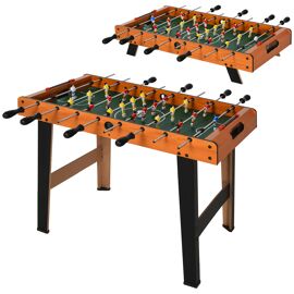 Mini babyfoot - table de baby-foot enfant - 2 balles, tableaux affichage - dim. 84,5L x 40l x 61,2H cm - noir aspect bois