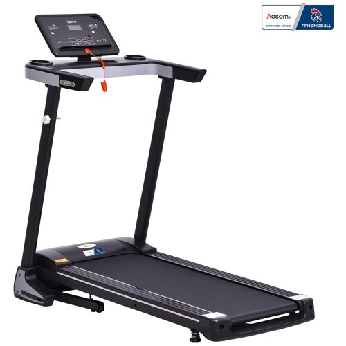 Tapis De Course Pliable - Collaboration Aosom.Fr X Ffhandball - 1-12 Km/H 500 W Écran Lcd 12 Programmes Noir