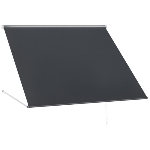 Store Banne Manuel Inclinaison Réglable Acier Alu. Dim. 150l X 120l (Avancée) Cm Polyester Imperméabilisé Anti-Uv Gris