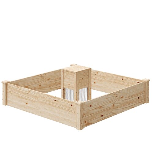 Ensemble Carré Potager Composteur Dim. Totales 123 X 123 X 25,5 Cm Bois Sapin Naturel