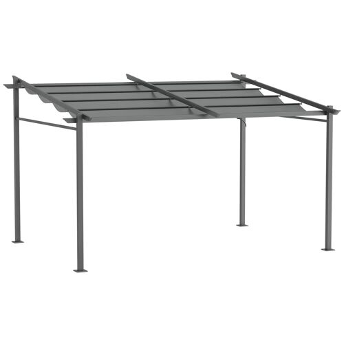 Pergola Rétractable 3,97l X 2,95l X 2,3h M Alu. Acier Polyester Gris