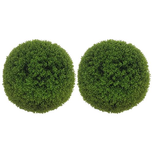 Lot de 2 buis artificiels topiaires artificielles en forme de boule Ø 40 cm PE vert