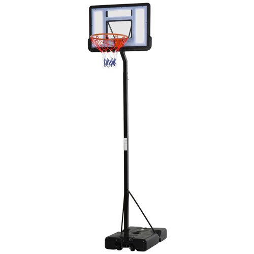 Panier De Basket-Ball Sur Pied Avec Base De Lestage Sur Roulettes Hauteur Réglable 3,02-3,52 M Noir Blanc