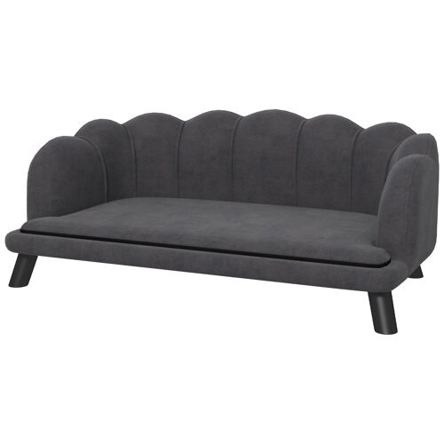 Canapé Chien Lit Pour Chien Chat Design Contemporain Coquillage Dim. 98l X 60l X 35h Cm Coussin Moelleux Velours Gris