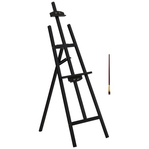 Homcom Chevalet D'artiste Sur Pieds Pliable Dim. 51,5l X 71,5l X 134,5h Cm Inclinaison Réglable 90° Max. Bois De Pin Noir